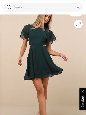 Elegant Cutout Mini Dress in Forest Green